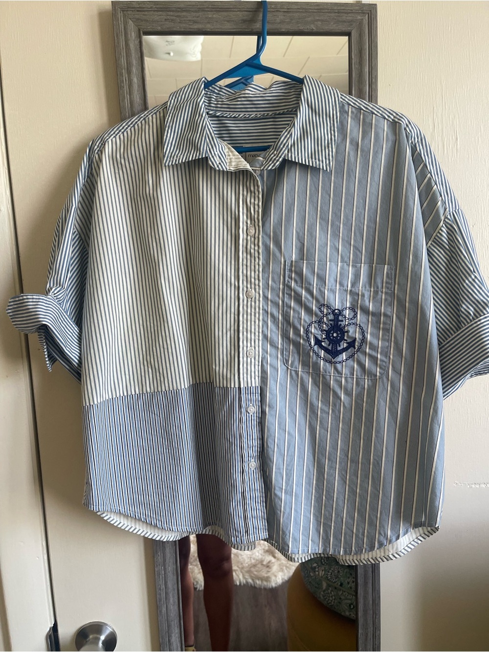 Anthropology button up striped sailor shirt